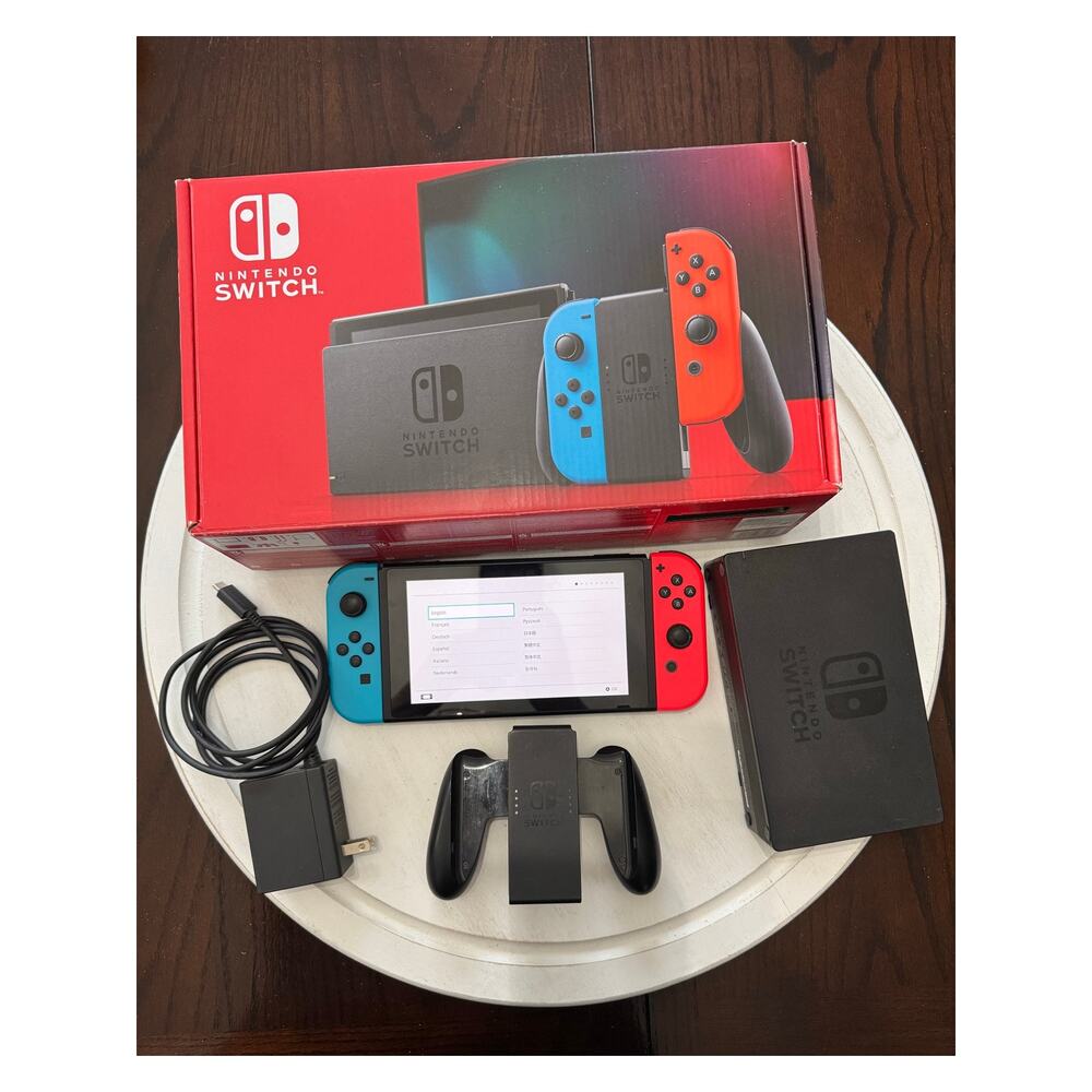 Nintendo Switch 32GB System Console Neon Red & Blue Joy-Cons, Dock Original Box